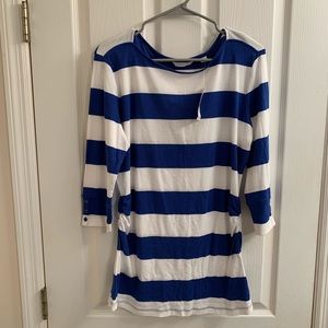 NWT blue and white striped 3/4 sleeve top